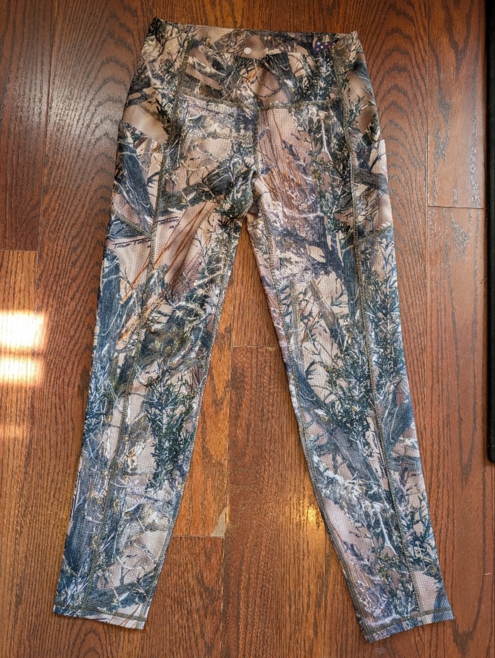 Blankenship Dry Goods Camouflage Leggings Green Tan Capri Tights Sz 6 Made In US